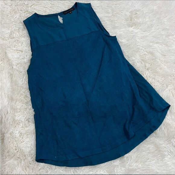 Sanctuary mixed media blue blouse small - Picture 1 of 7